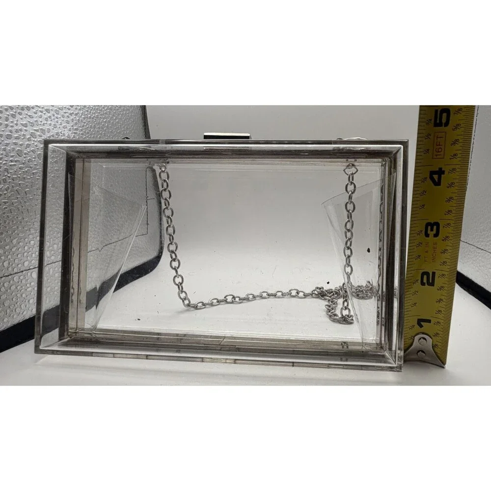 👜Clear Box Hard Case Crossbody Bag | Women's Small | Silver Chain Strap & Clasp